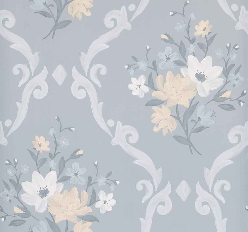 Almudaina Wallpaper - Grey/ Pale lemon/ Ice - by Matthew Williamson