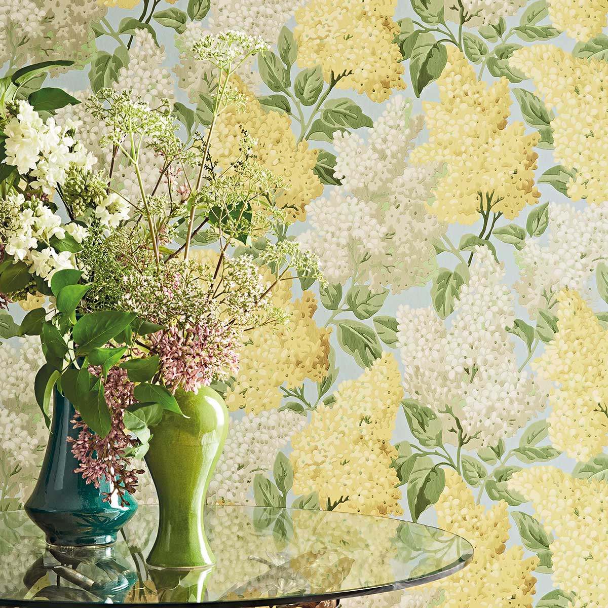 Lilac Wallpaper - Lemon / Old Olive - by Cole & Son