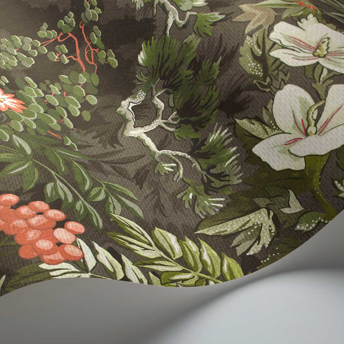 Woodland Wallpaper - Coral / Olive / Charcoal - by Cole & Son
