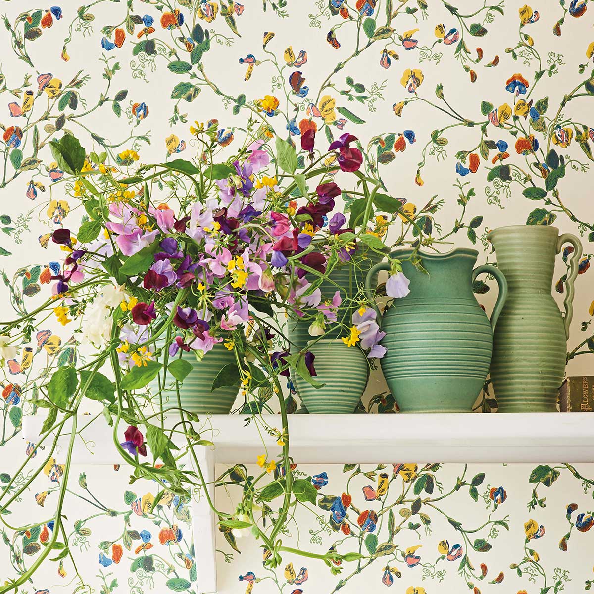 Sweet Pea Wallpaper - Autumnal Multi - by Cole & Son