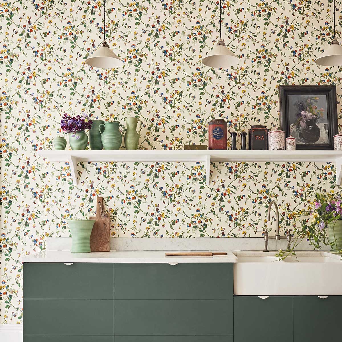 Sweet Pea Wallpaper - Autumnal Multi - by Cole & Son