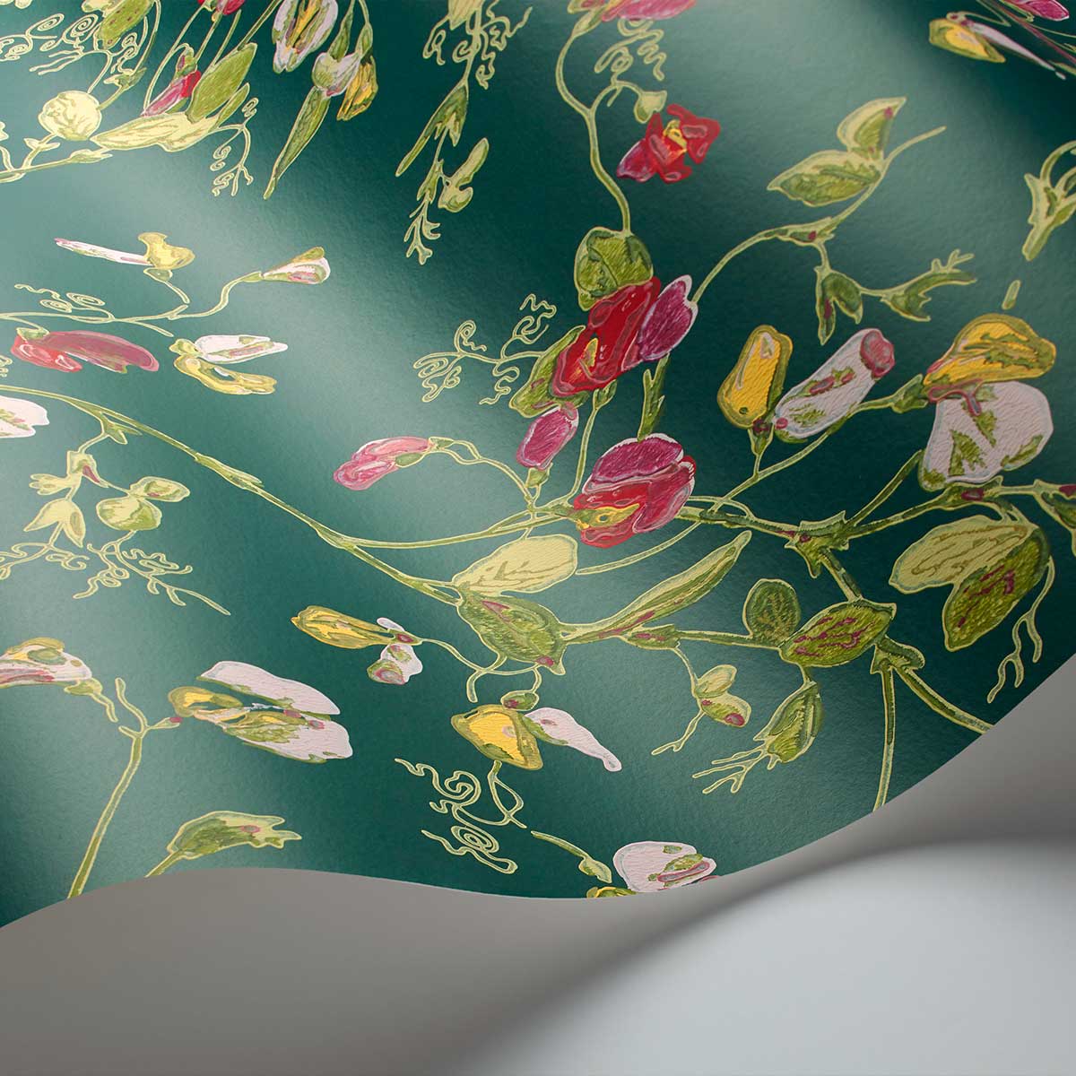 Sweet Pea Wallpaper - Cerise / Magenta - by Cole & Son