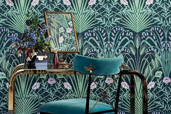 Bluebell Wallpaper - Sage / Mint / Lilac - by Cole & Son