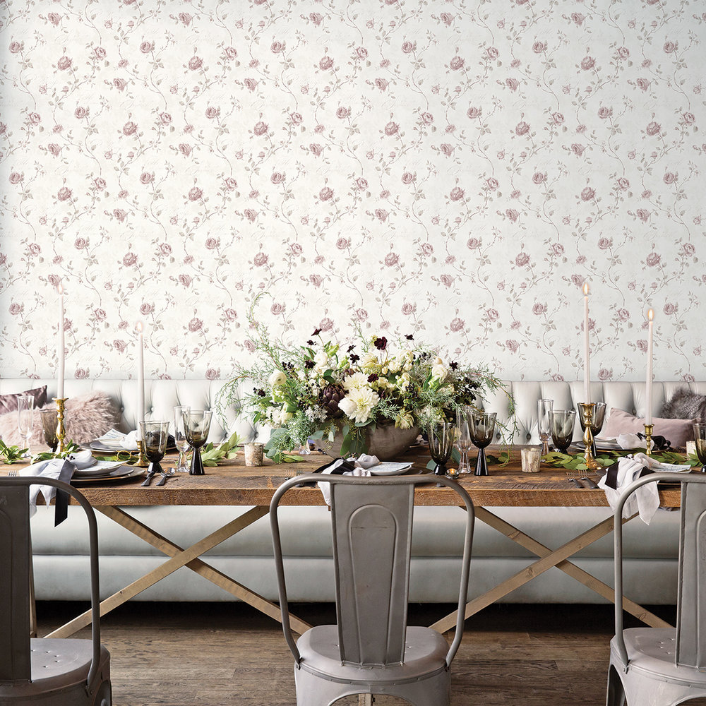 French Rose Trail Wallpaper - Light Pink - by Galerie
