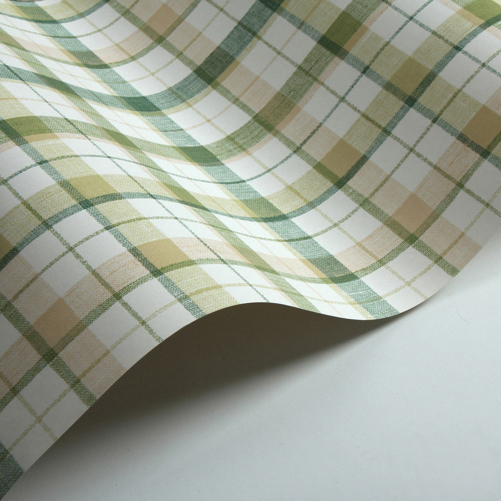 Country Check Wallpaper - Green / Caramel - by Galerie