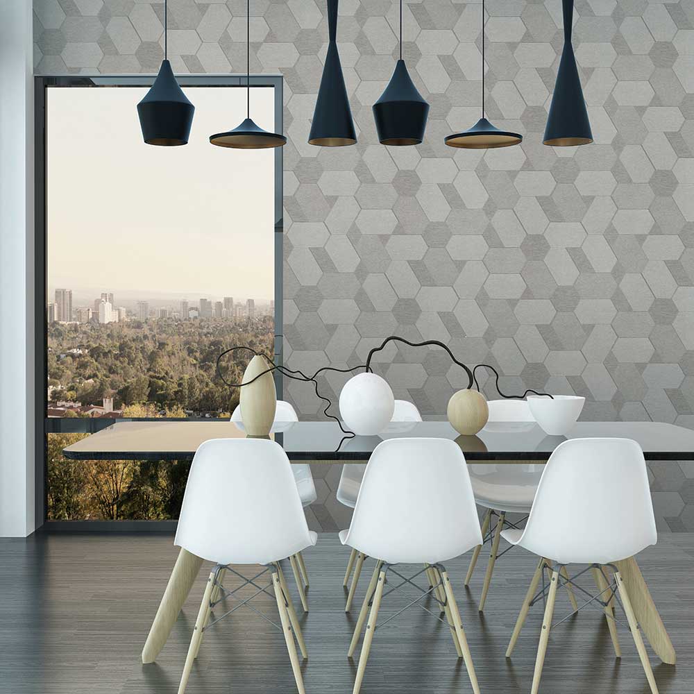 Polygon Wallpaper - Grey - by Albany