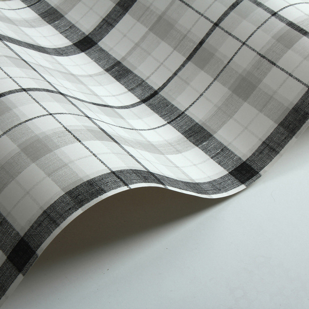Country Check Wallpaper - Black / Grey - by Galerie