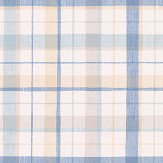 Country Check Wallpaper - Chalky-Blue / Peach - by Galerie. Click for more details and a description.