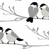 Willow Tit Wallpaper - Grey - by Lorna Syson