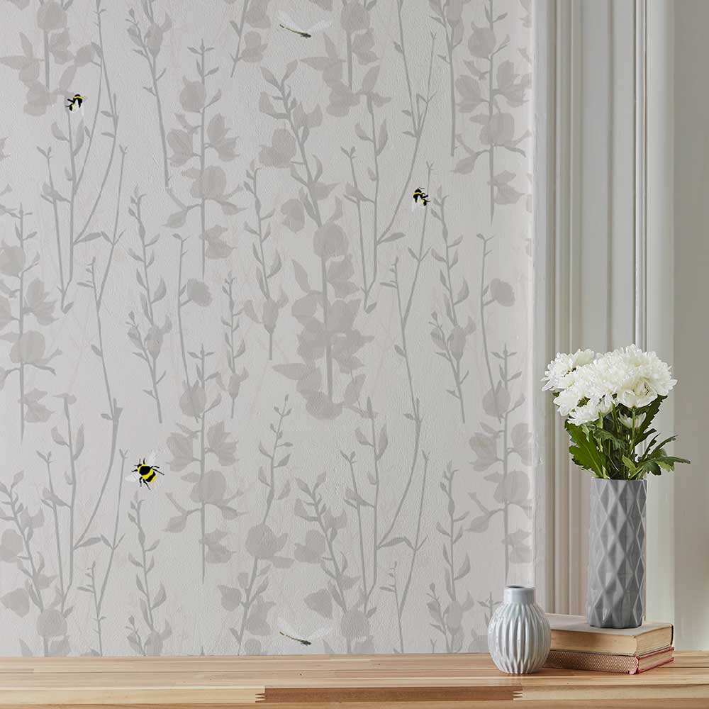 Broom and Bee Dusk Wallpaper - by Lorna Syson