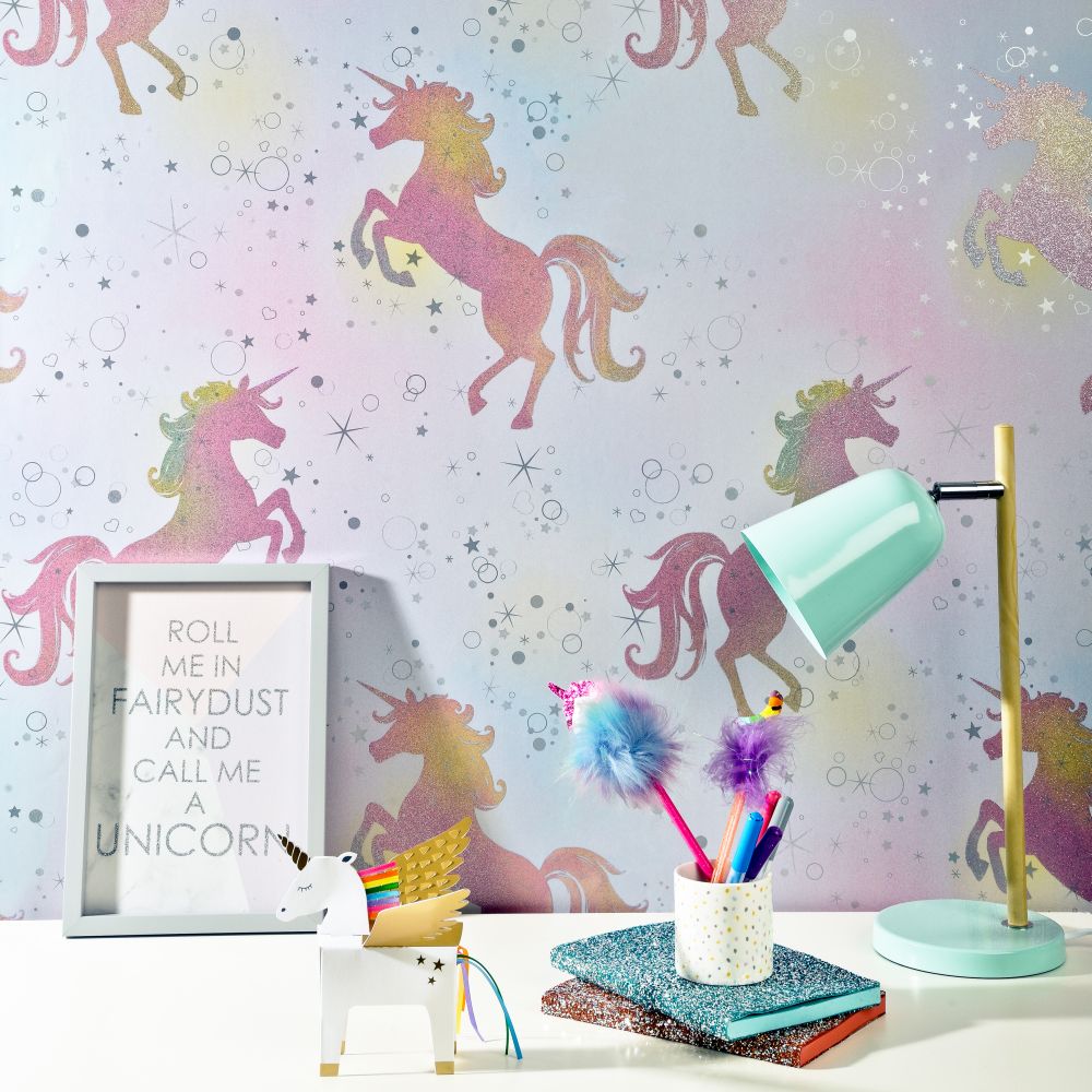 Dancing Unicorn Wallpaper - Rainbow - by Albany