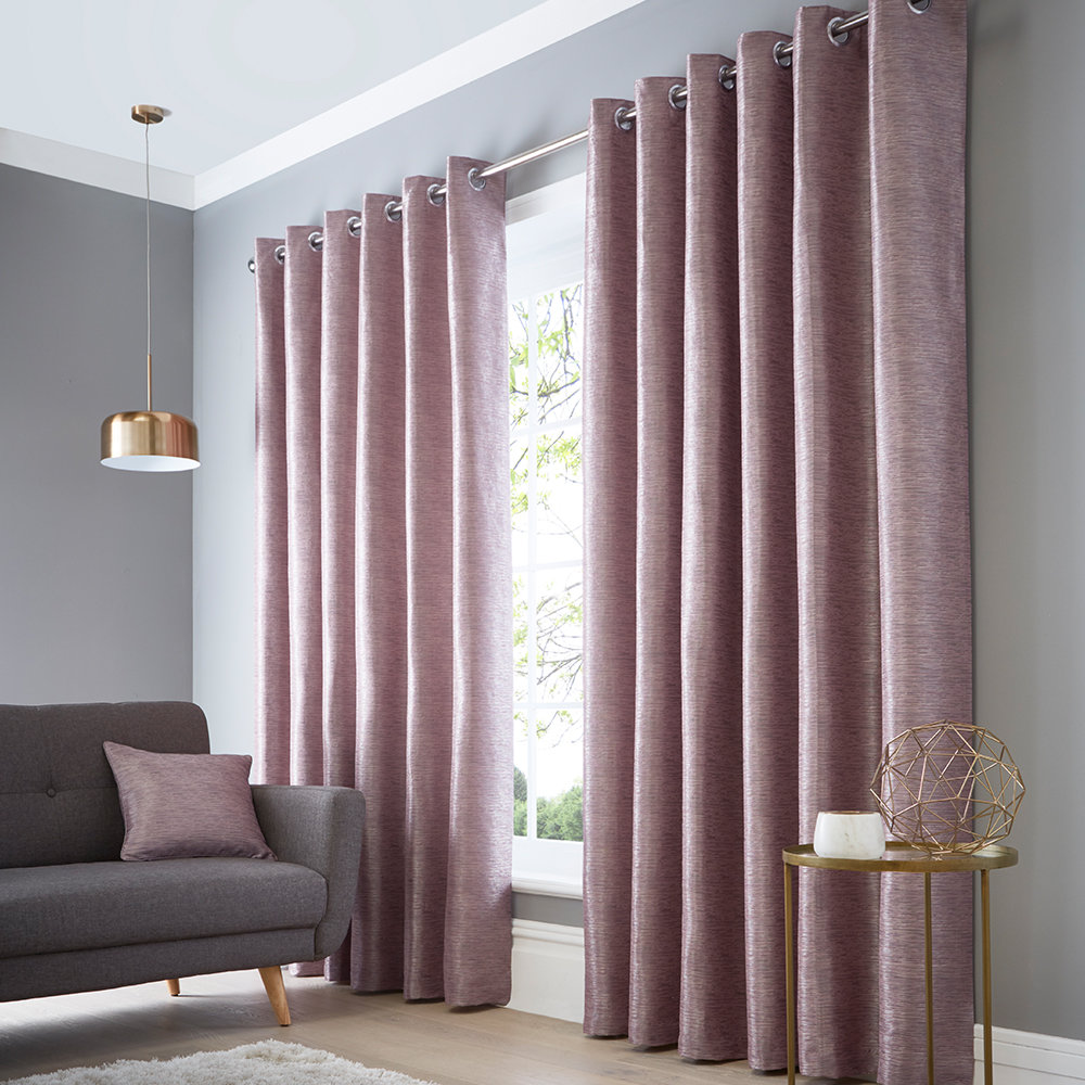 Catalonia Eyelet Curtains Ready Made Curtains - Heather - by Studio G