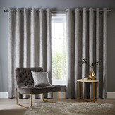 Navarra Eyelet Curtains Ready Made Curtains - Silver - by Studio G. Click for more details and a description.