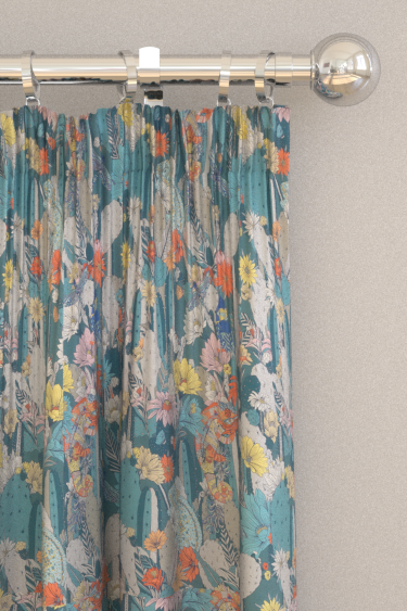 Cactus Garden Curtains By Matthew, Orange And Teal Curtains
