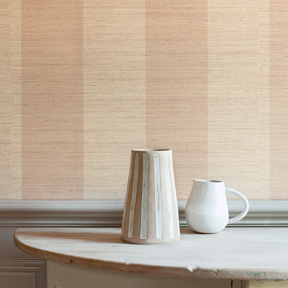 Sandrine Stripe Wallpaper - Pink - by Colefax and Fowler