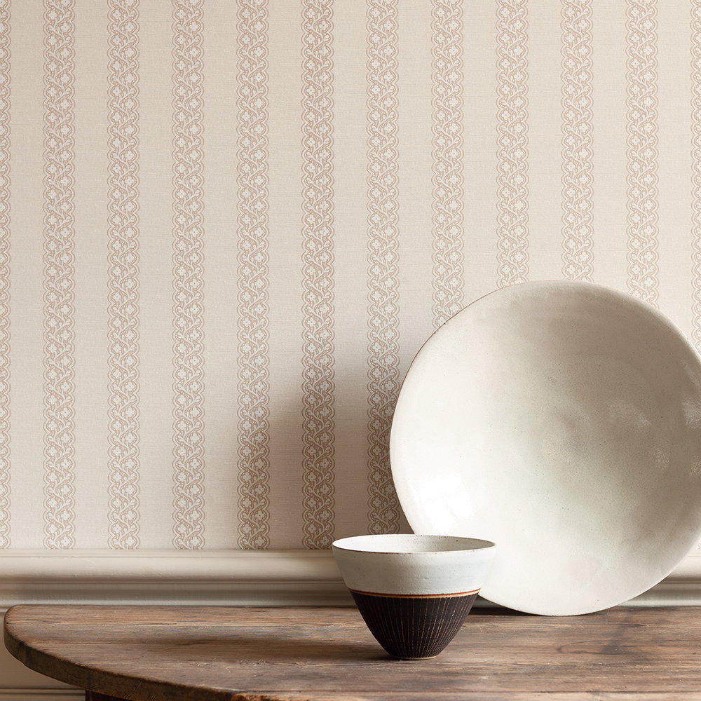 Britta Wallpaper - Beige - by Colefax and Fowler