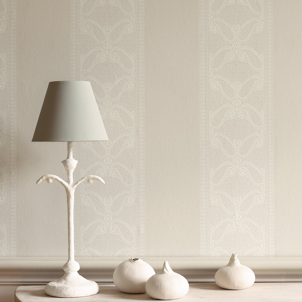 Verney Stripe Wallpaper - Ivory - by Colefax and Fowler