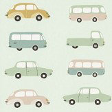 All Over Vintage Cars Wallpaper - Mint Green - by Casadeco. Click for more details and a description.