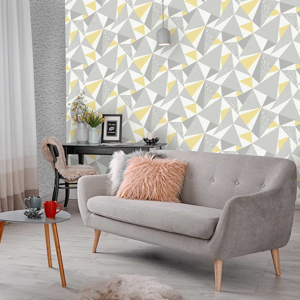 Glacier Wallpaper - Grey and Yellow - by Albany