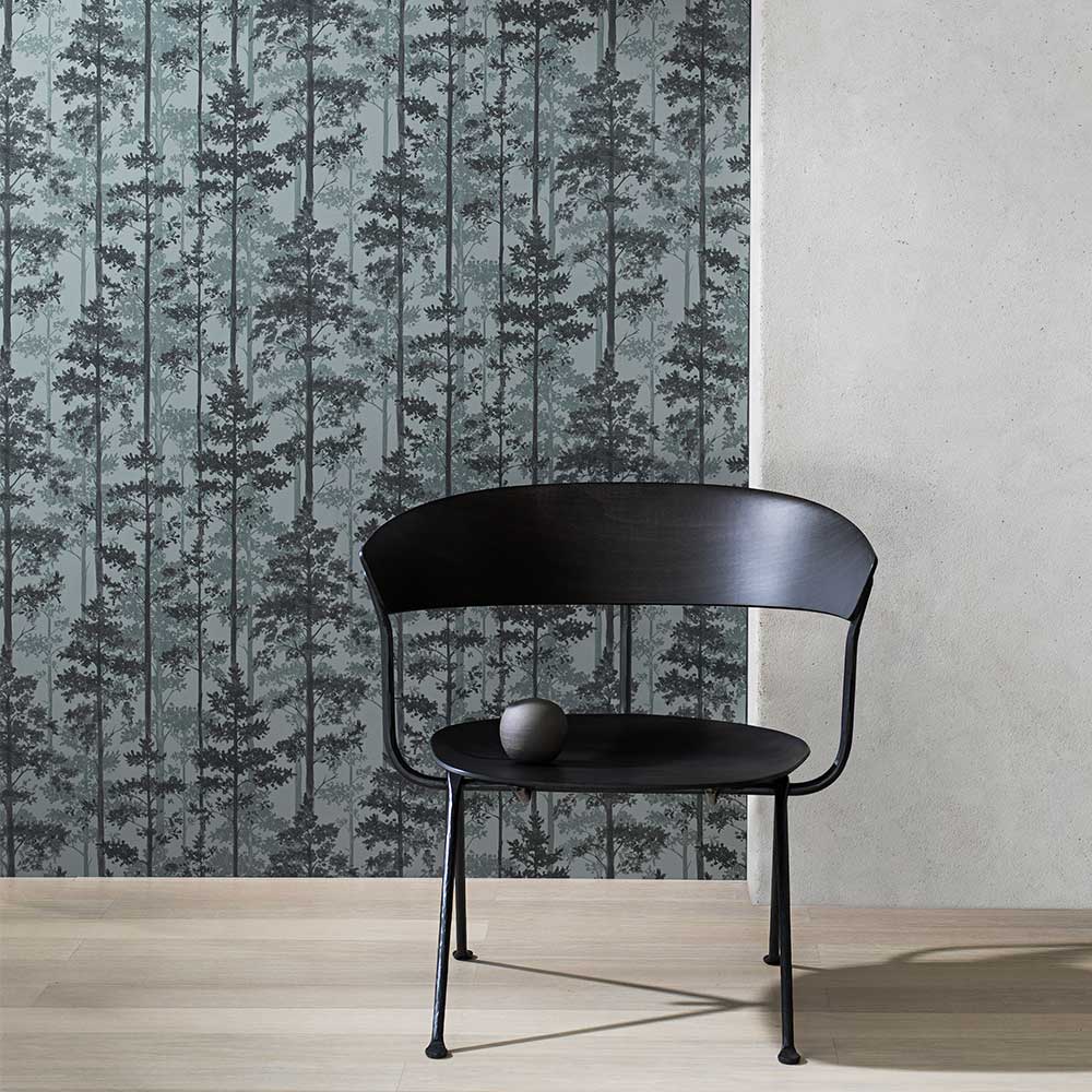 Pine Wallpaper - Grey Green and Black - by Engblad & Co