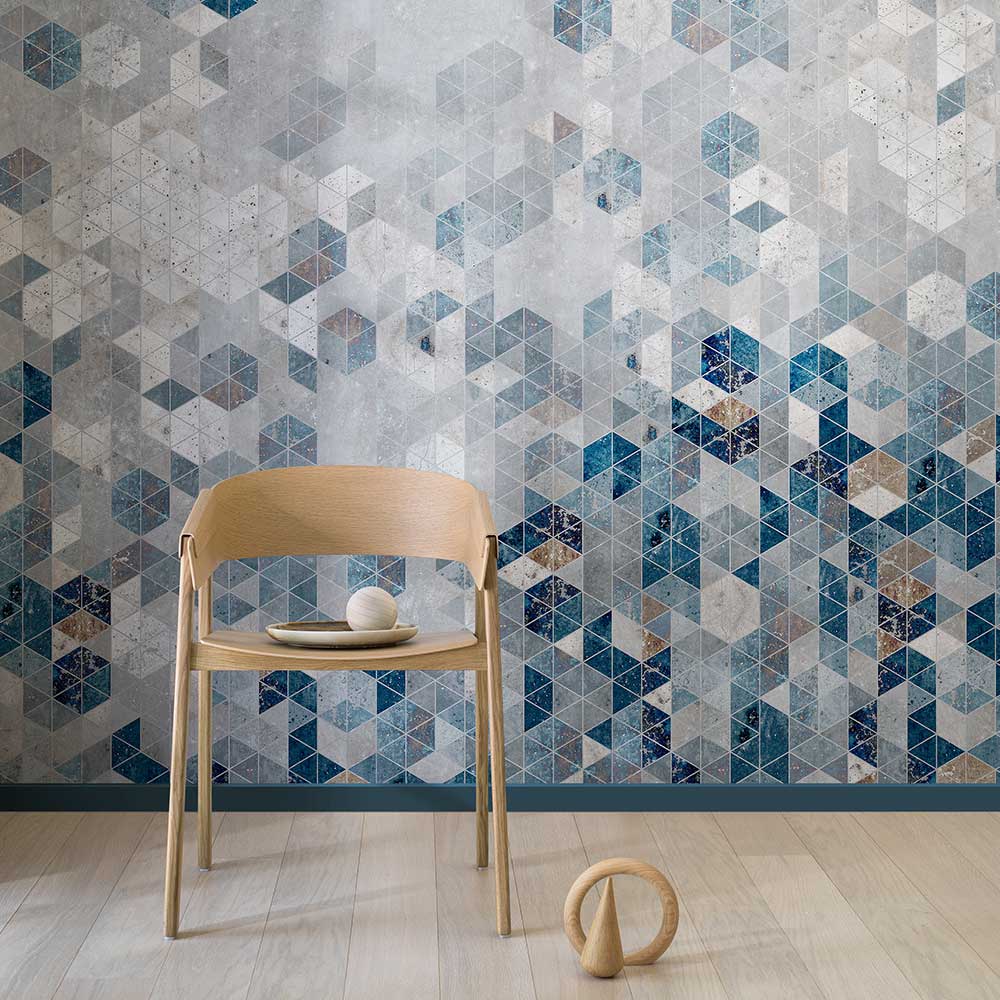 Graphic Wall Mural - Blue and Grey - by Engblad & Co