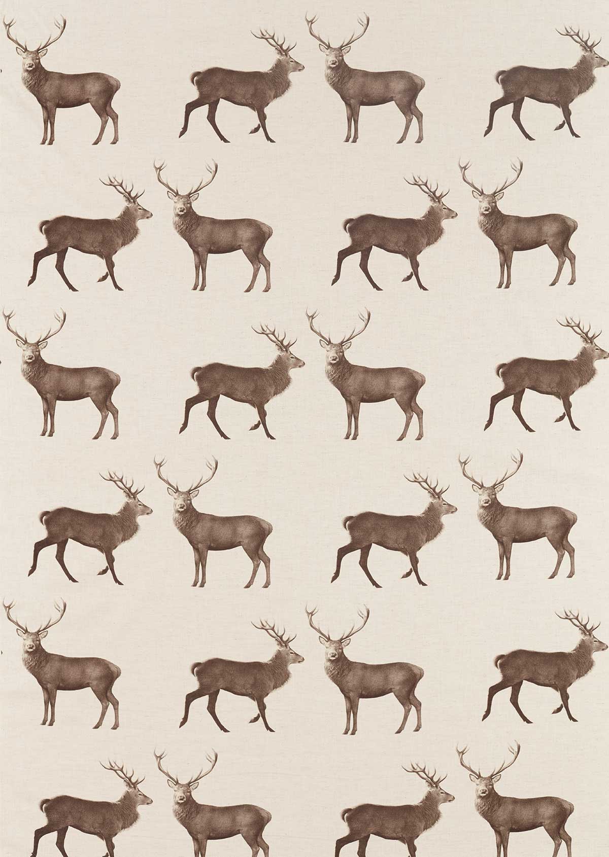 Evesham Deer Fabric - Linen / Chalk - by Sanderson