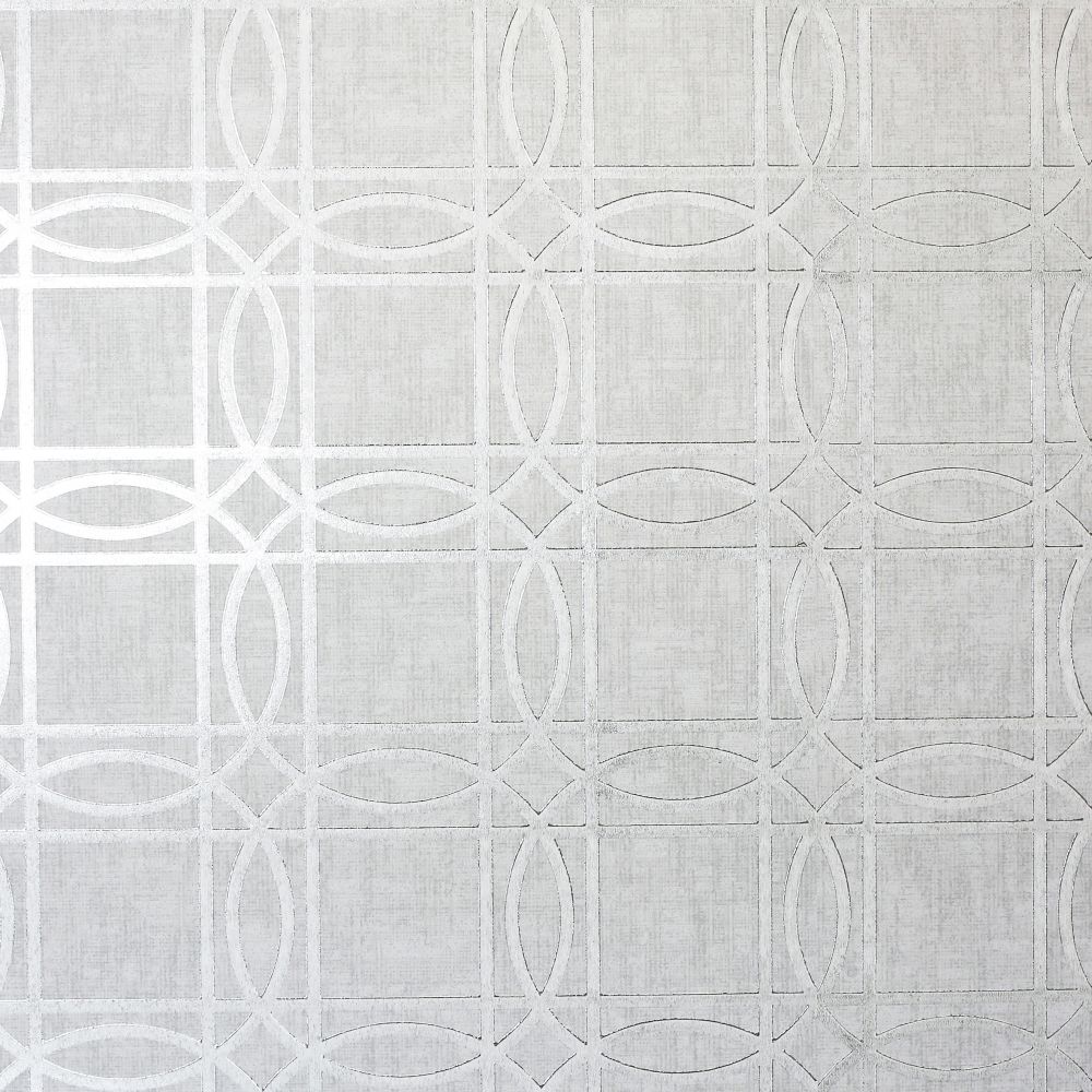 Geo Kiss Foil Wallpaper - Grey / Silver - by Arthouse