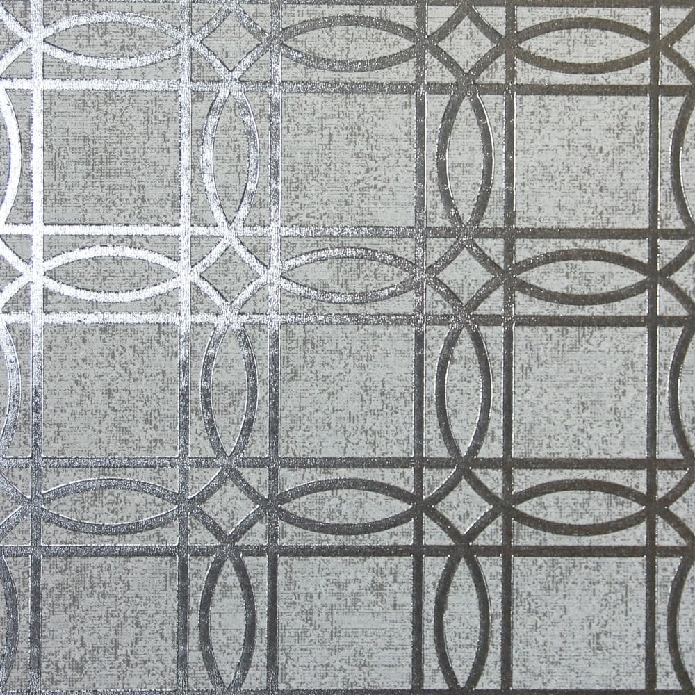 Geo Kiss Foil Wallpaper - Charcoal Grey - by Arthouse