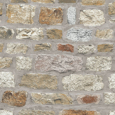 Arthouse Realistic Granite Brick Stone White Cream Rustic Wallpaper 901809 