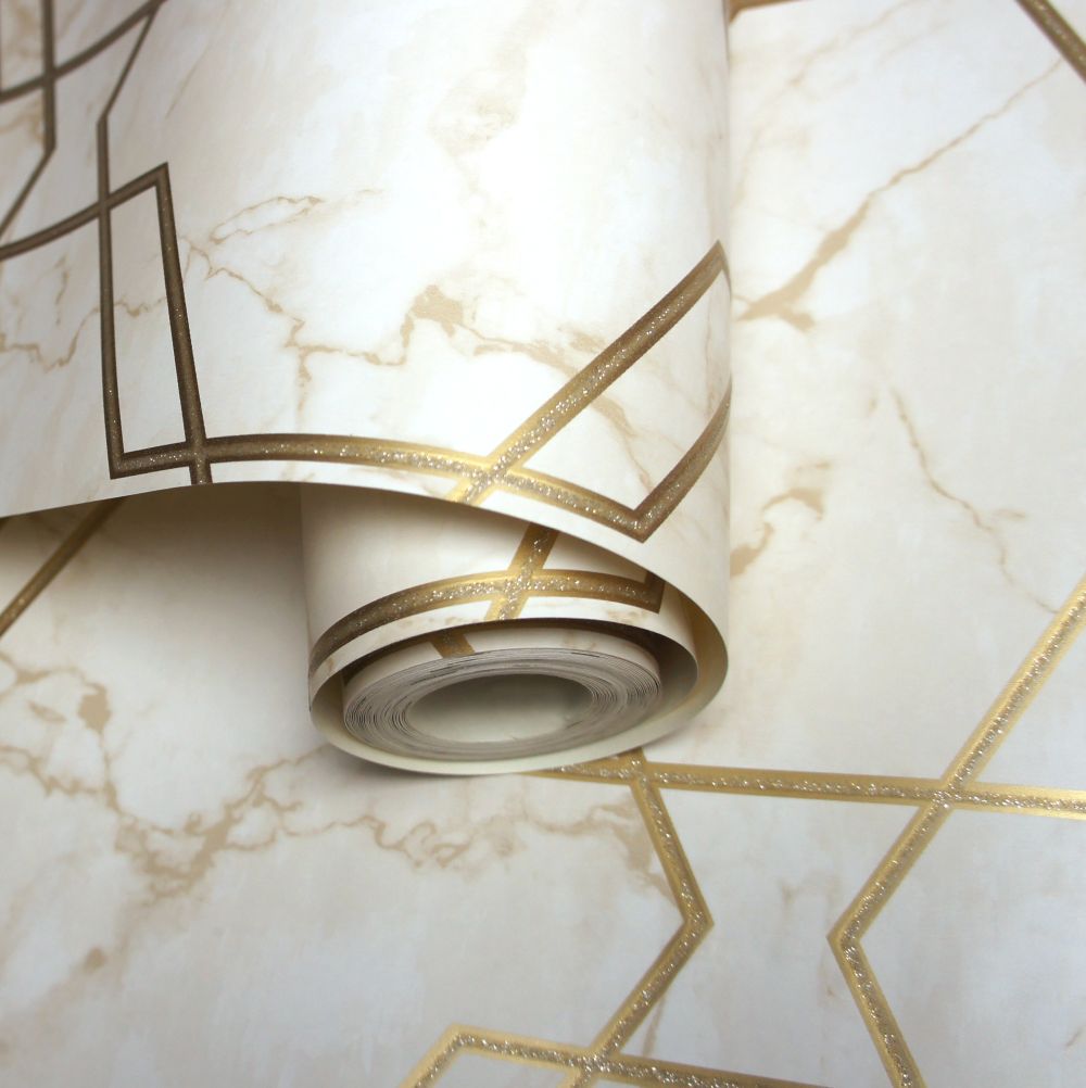 Ventura Wallpaper - Beige and Gold - by Albany