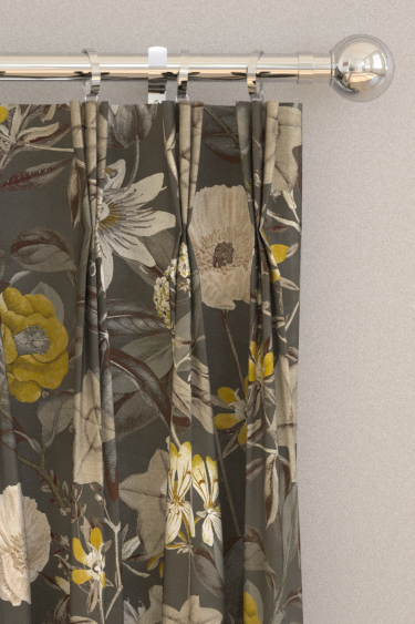 Passiflora Curtains - Charcoal - by Clarke & Clarke. Click for more details and a description.