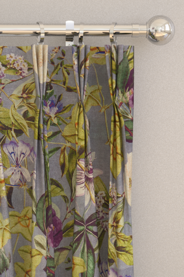 Passiflora Curtains - Slate / Amethyst - by Clarke & Clarke. Click for more details and a description.