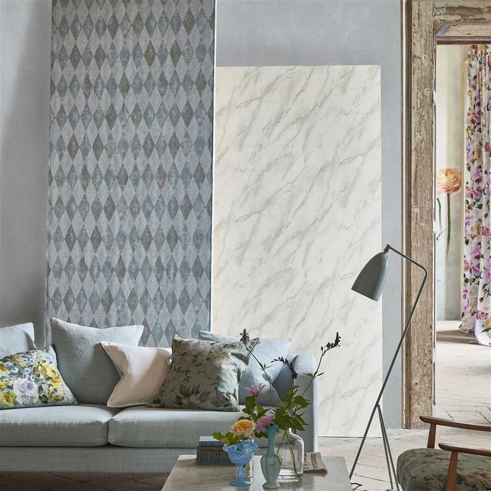 Arlecchino Wallpaper - Concrete - by Designers Guild