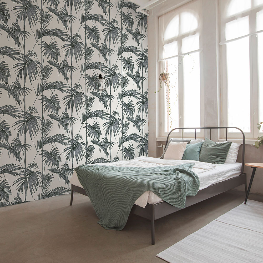 Palm Wallpaper - Grey - by Metropolitan Stories
