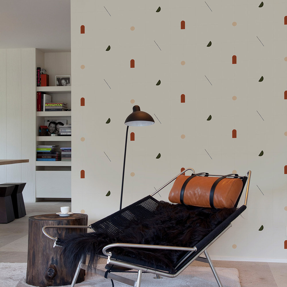 Shape Study Wallpaper - Terracotta - by Coordonne