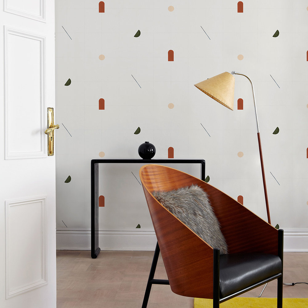 Shape Study Wallpaper - Terracotta - by Coordonne
