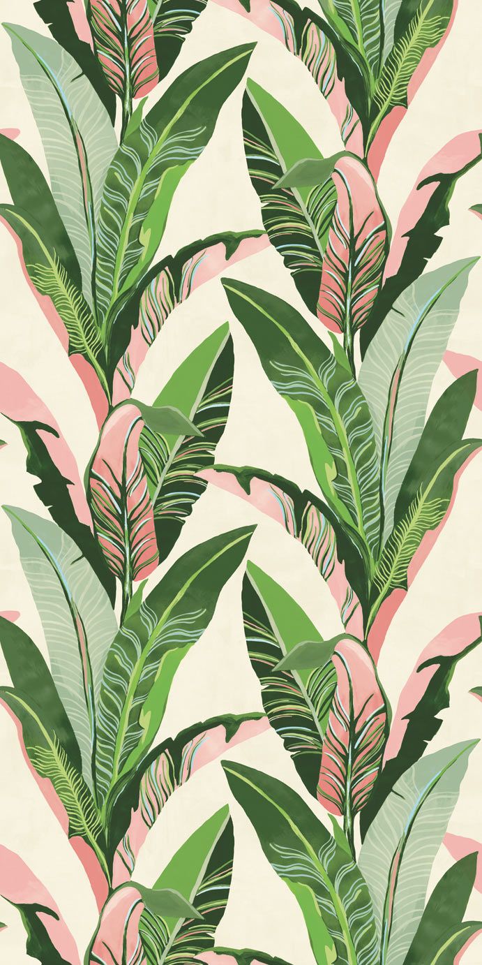 Jungle Palm Mural - Green & Pink - by Eijffinger