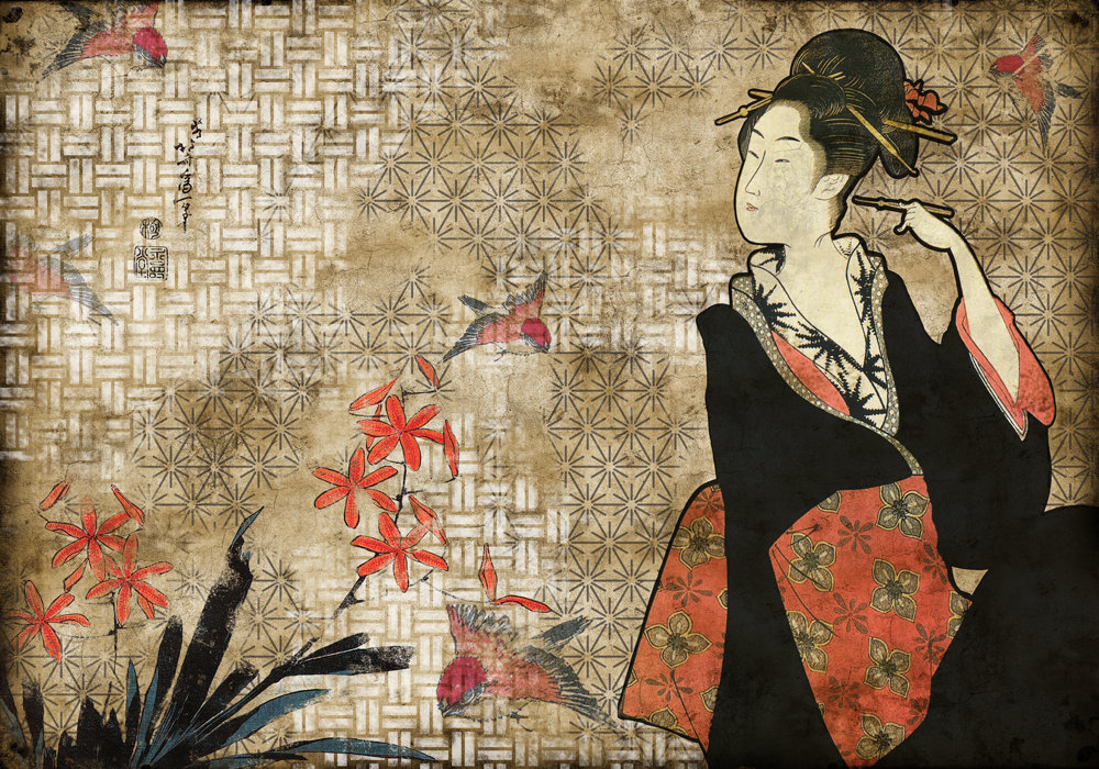 Geisha Graffiti Mural - Hikari - by Coordonne