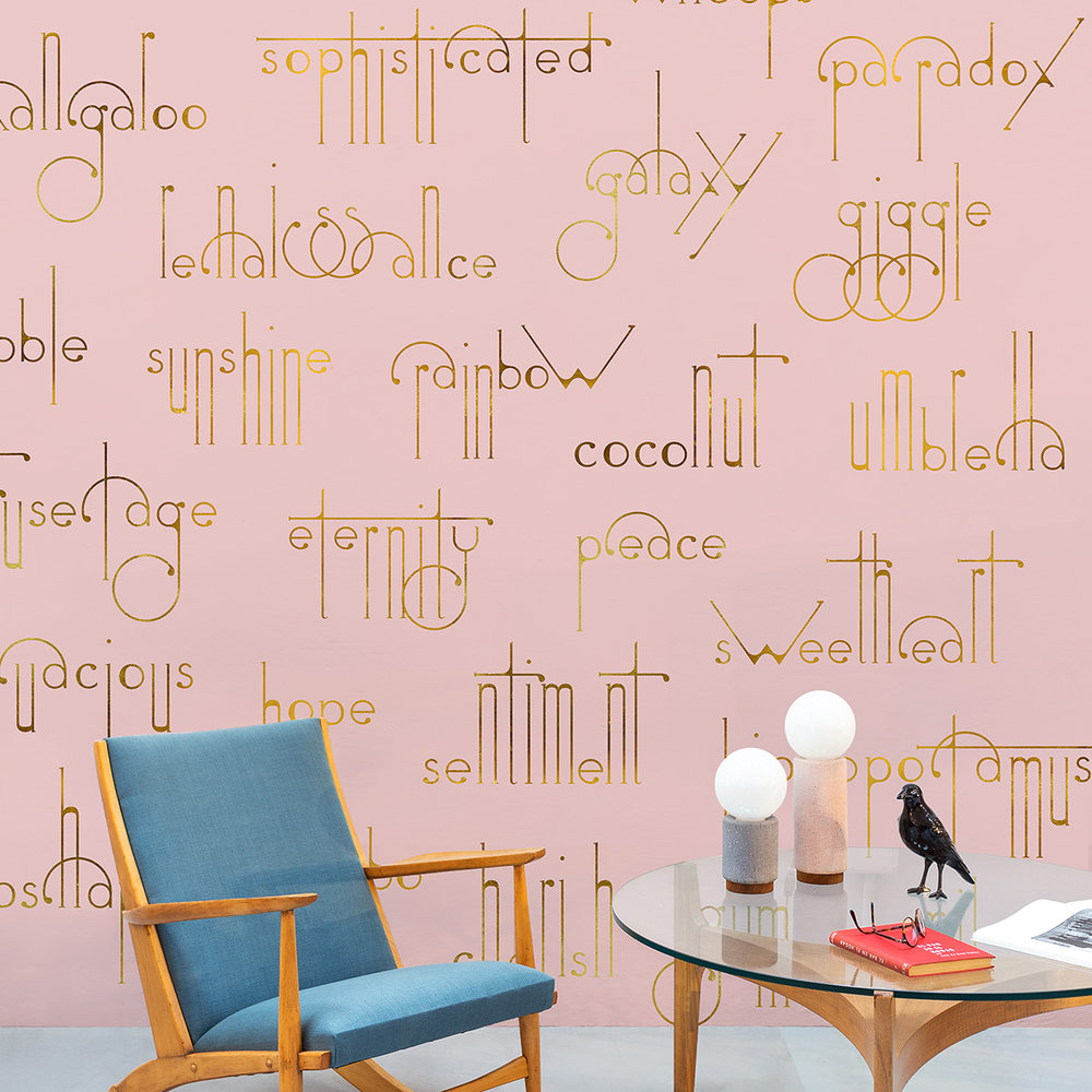 Beautiful Words Mural - Flamingo - by Coordonne