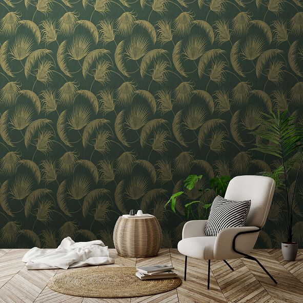 Oasis Leaves Wallpaper - Green - by SK Filson