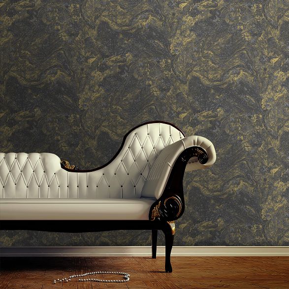 Infused Marble Wallpaper - Black / Gold - by SK Filson