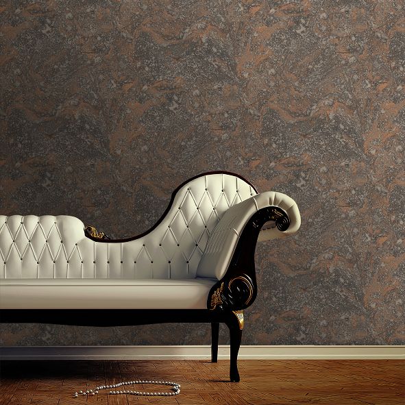 Infused Marble Wallpaper - Black / Copper - by SK Filson