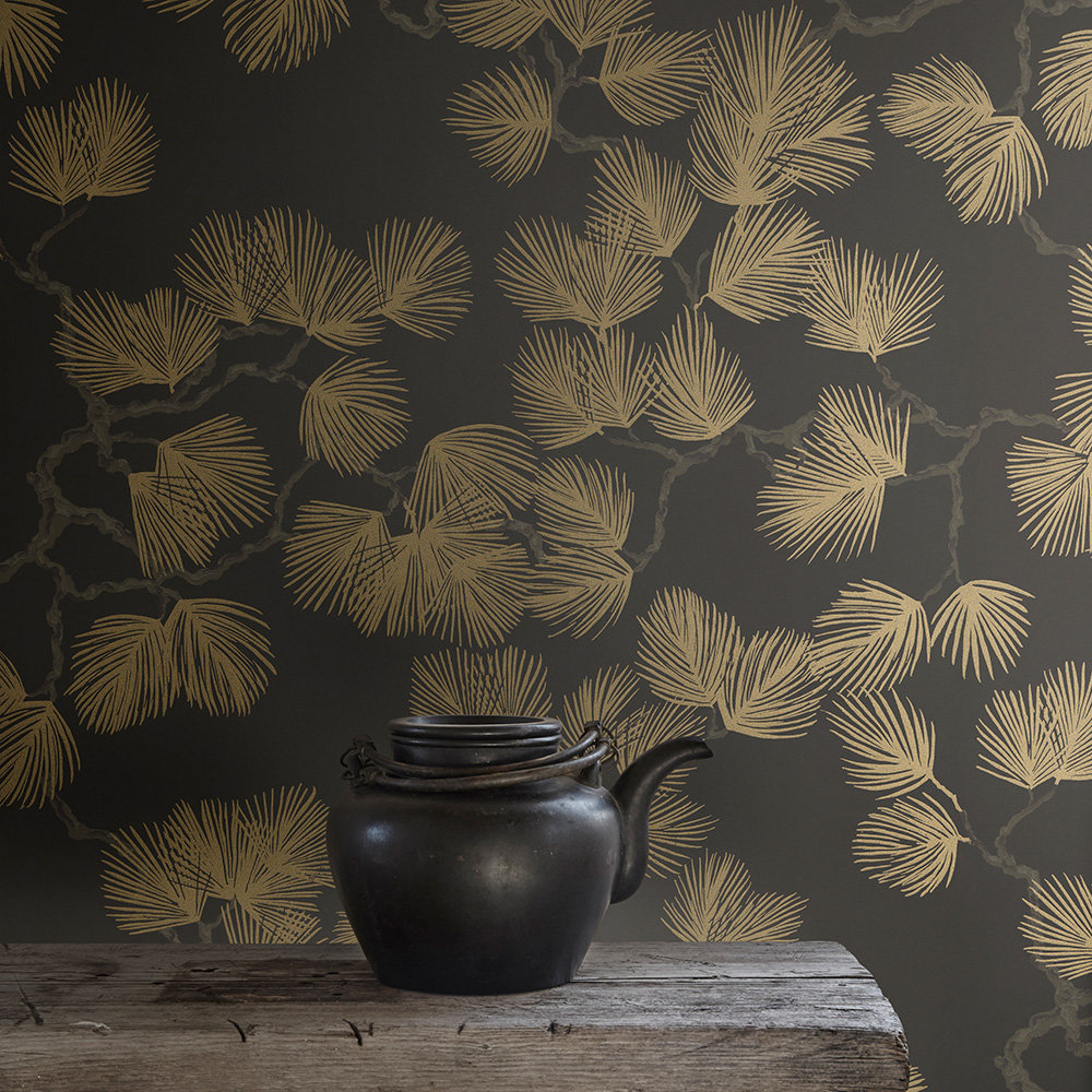 Pine Wallpaper - Gold / Black - by Sandberg