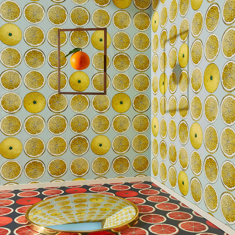 Arance Wallpaper - Lemon / Seafoam - by Cole & Son