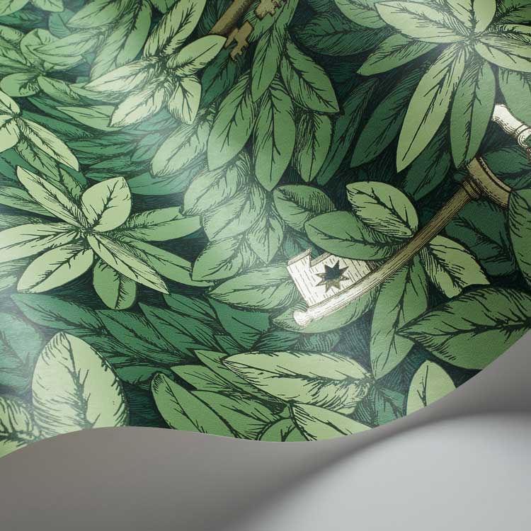 Chiavi Segrete Wallpaper - Leaf Green - by Cole & Son
