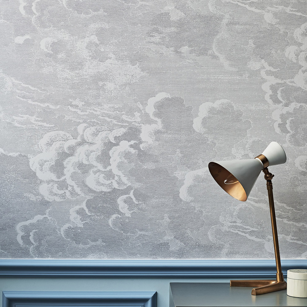 Nuvolette Wallpaper - Soot / Snow - by Cole & Son