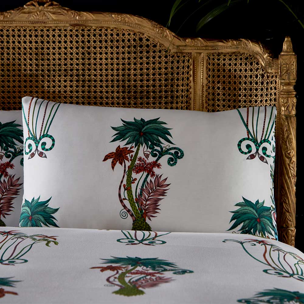Jungle Palms Standard Pillowcase Pair - Green/ Pink - by Emma J Shipley