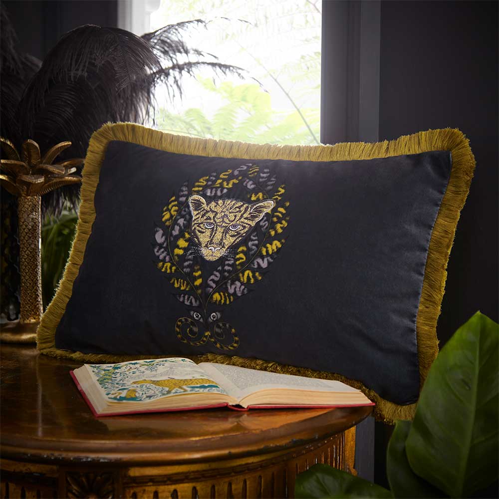 Amazon Rectangular Cushion - Charcoal - by Emma J Shipley