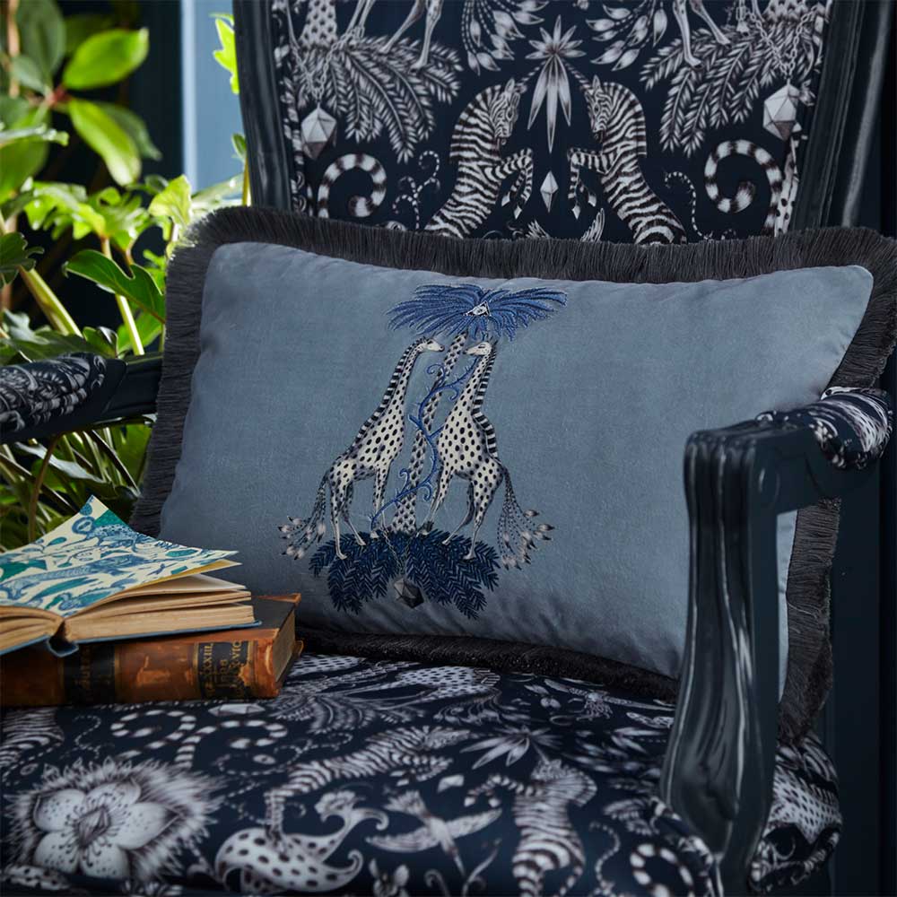 Kruger Rectangular Cushion - Blue-grey - by Emma J Shipley
