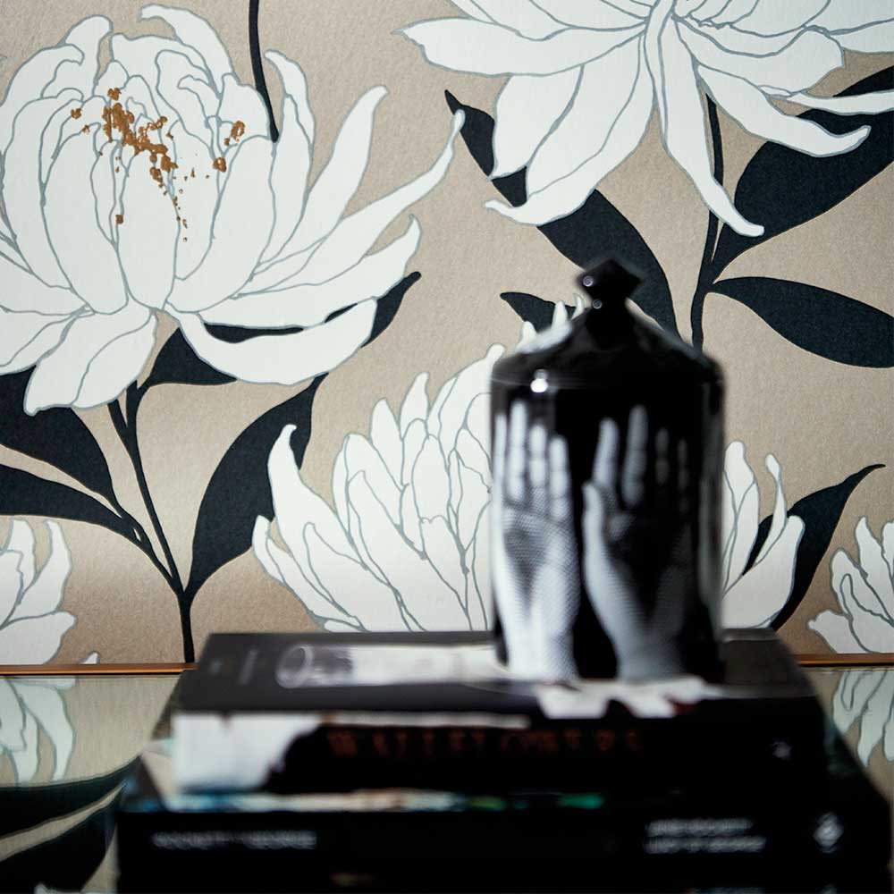 Sebal Wallpaper - Platinum\ Ebony - by Harlequin